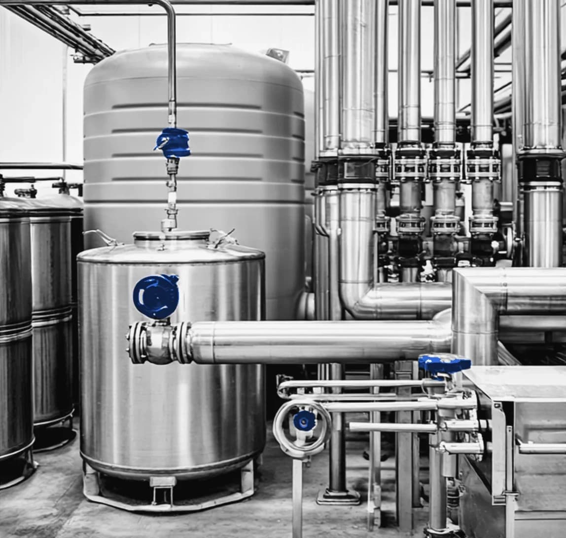 Stainless steel process tanks and pipework